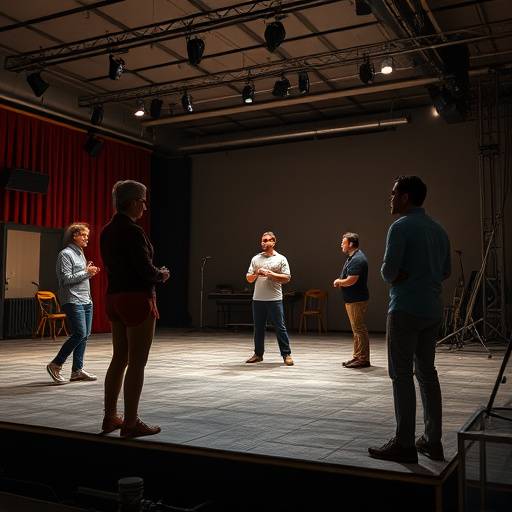 Schauspieler proben auf der Bühne in einem der Akademie Studios